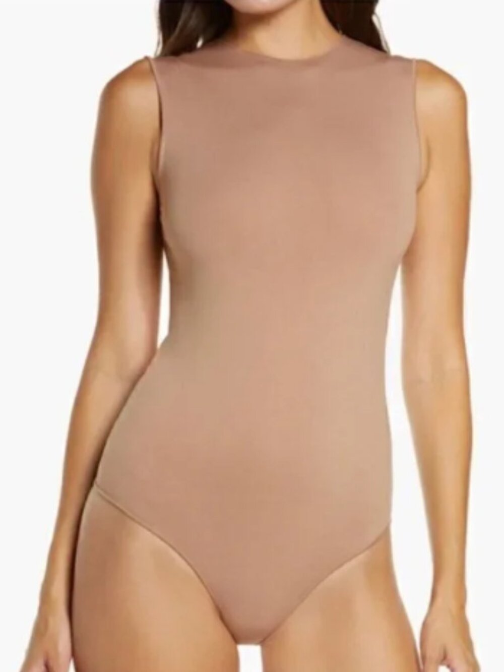 Skims Sleeveless Crewneck Bodysuit (Tan)(XS)